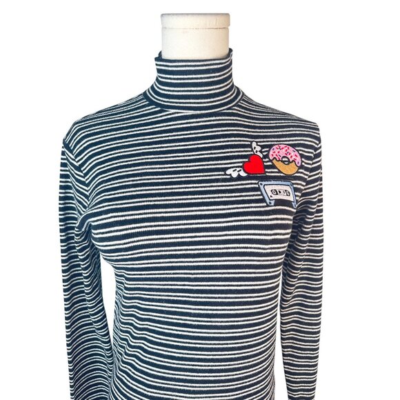 2/$30 ZARA Trafaluc Medium Black & White Striped Turtleneck Long Sleeve Top - Picture 8 of 15